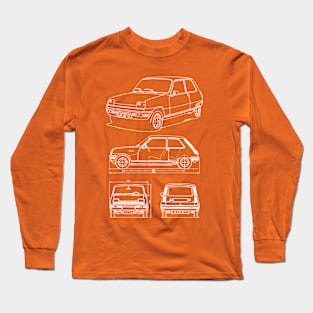 White drawing of the super cool french car Long Sleeve T-Shirt